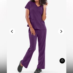 Healing Hands Purple Medical Scrub Set - Two-Piece Top & Pants